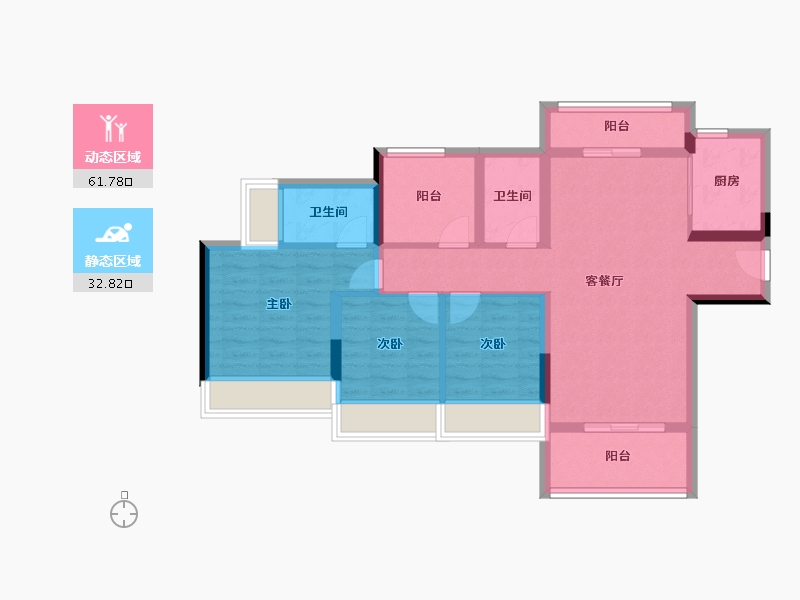 广东省-佛山市-华以泰花海湾-83.57-户型库-动静分区