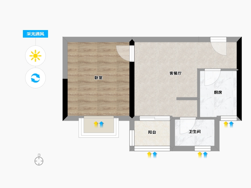 广东省-珠海市-佳兆业·水岸华都·悦港湾-34.96-户型库-采光通风