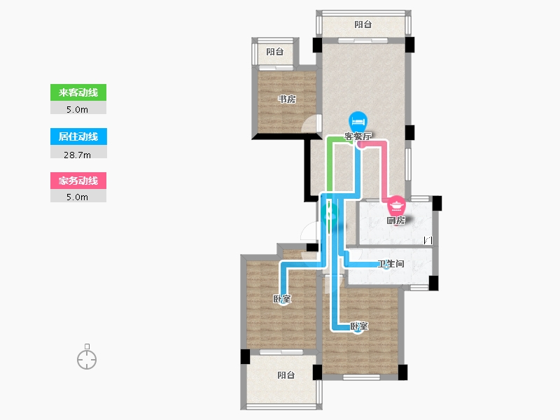 浙江省-杭州市-滨江大江之星-88.96-户型库-动静线