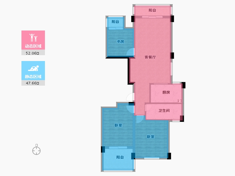 浙江省-杭州市-滨江大江之星-88.96-户型库-动静分区