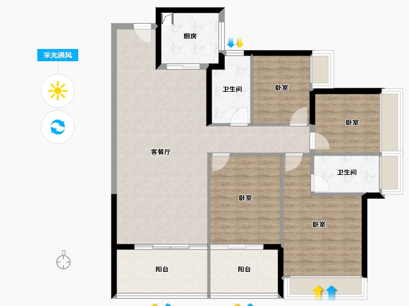 广东省-佛山市-保利和悦滨江-116.78-户型库-采光通风