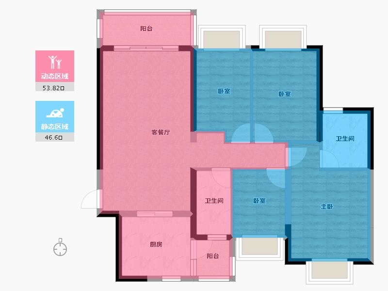 广东省-佛山市-恒大郦湖城-89.60-户型库-动静分区