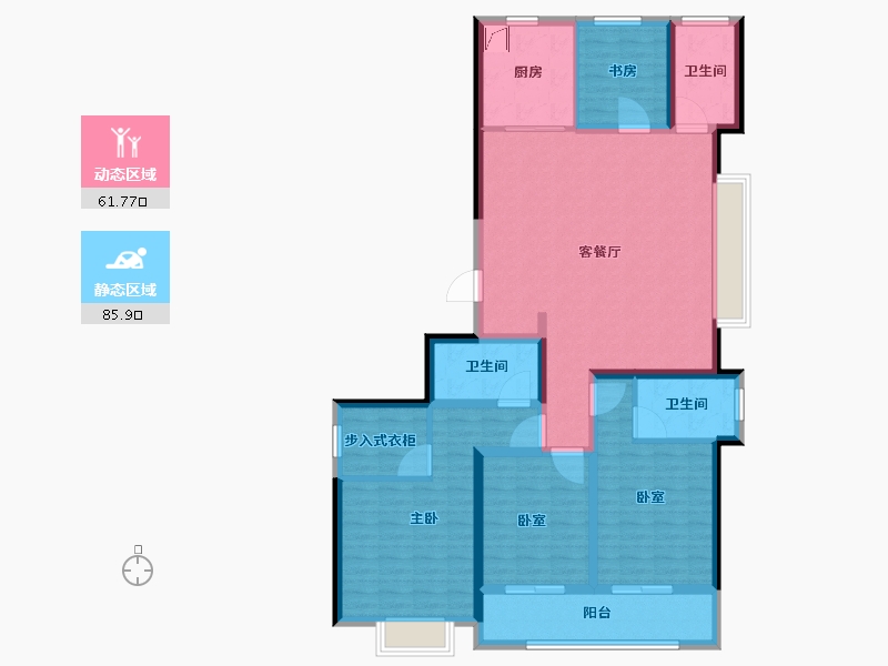 浙江省-杭州市-河语光年府-132.01-户型库-动静分区