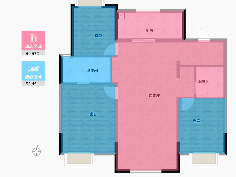 吉林省-长春市-龙湖舜山府-104.80-户型库-动静分区