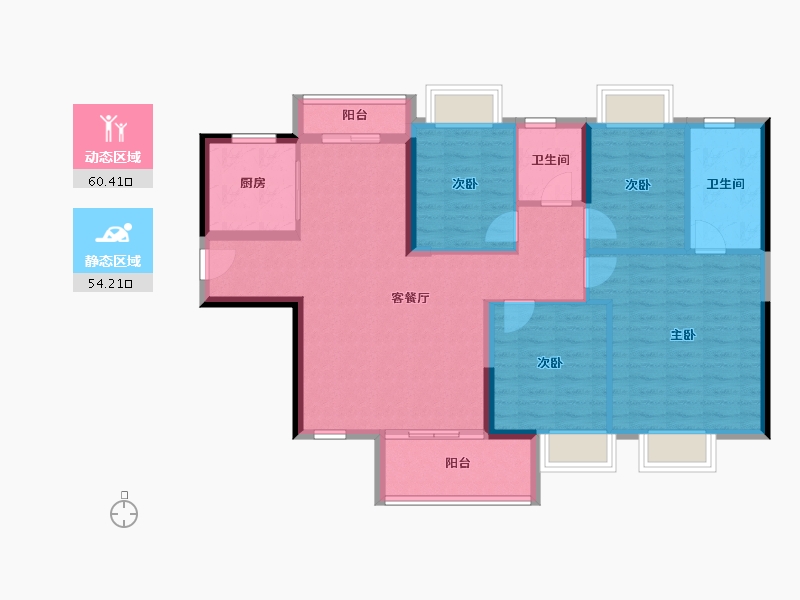 广东省-珠海市-佳兆业·水岸华都·悦港湾-103.35-户型库-动静分区