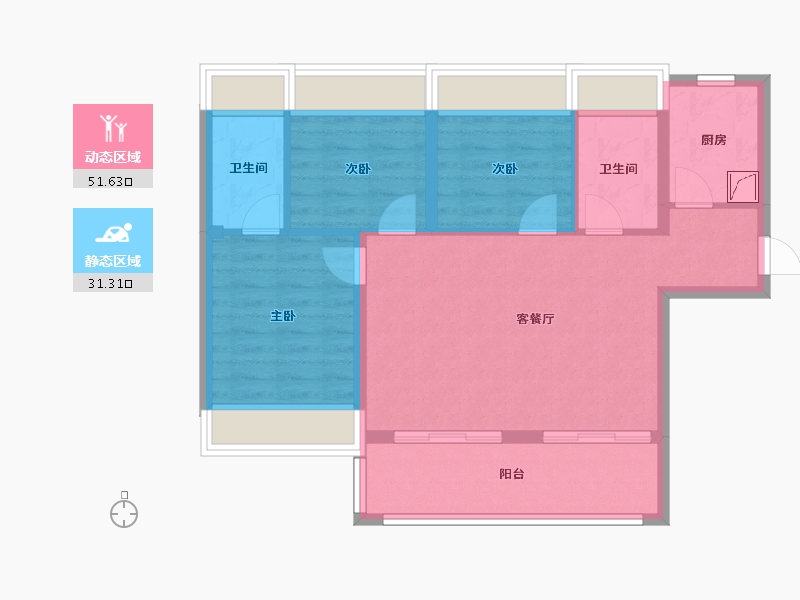 广东省-珠海市-唐家公馆-74.16-户型库-动静分区