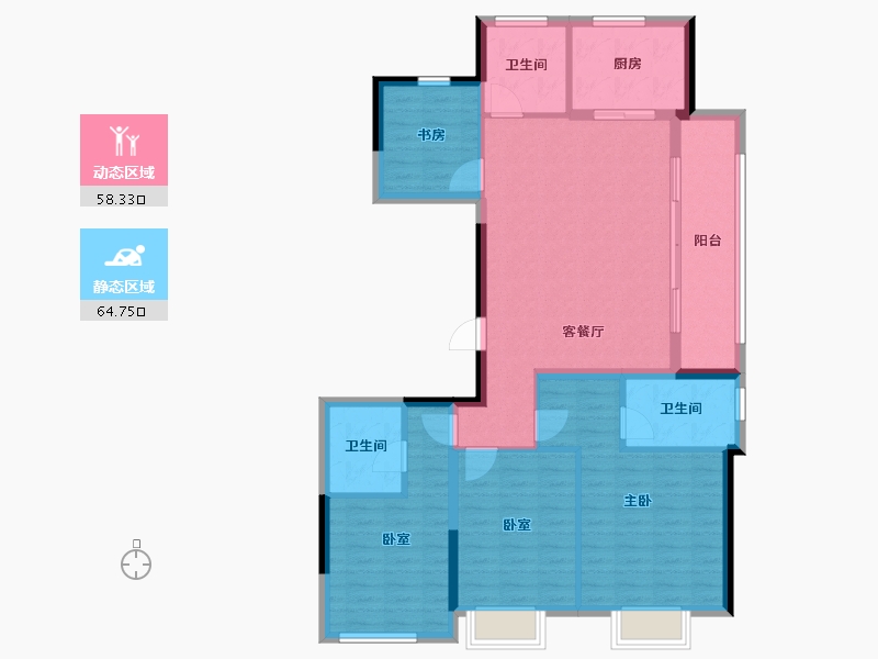 浙江省-杭州市-滨江望品-111.20-户型库-动静分区