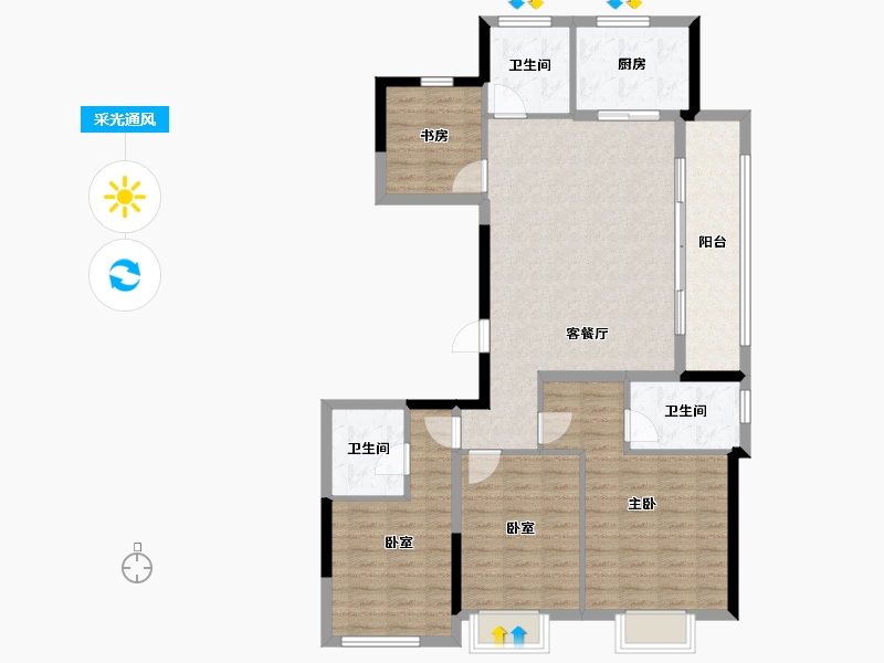 浙江省-杭州市-滨江望品-111.20-户型库-采光通风