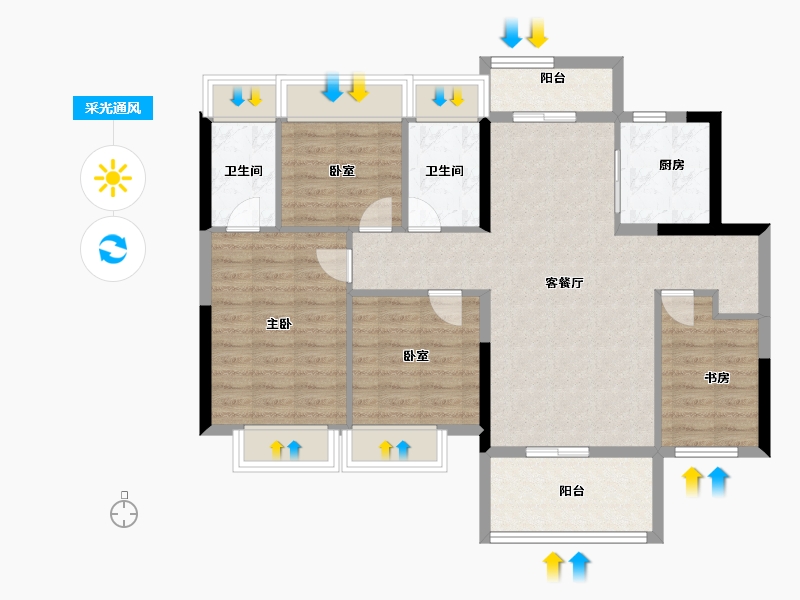 河南省-鹤壁市-碧桂园·天麓湖-91.20-户型库-采光通风