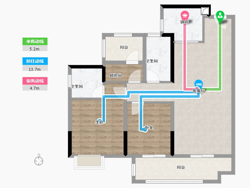 广东省-佛山市-世茂弘阳绿岛湖公馆-75.84-户型库-动静线