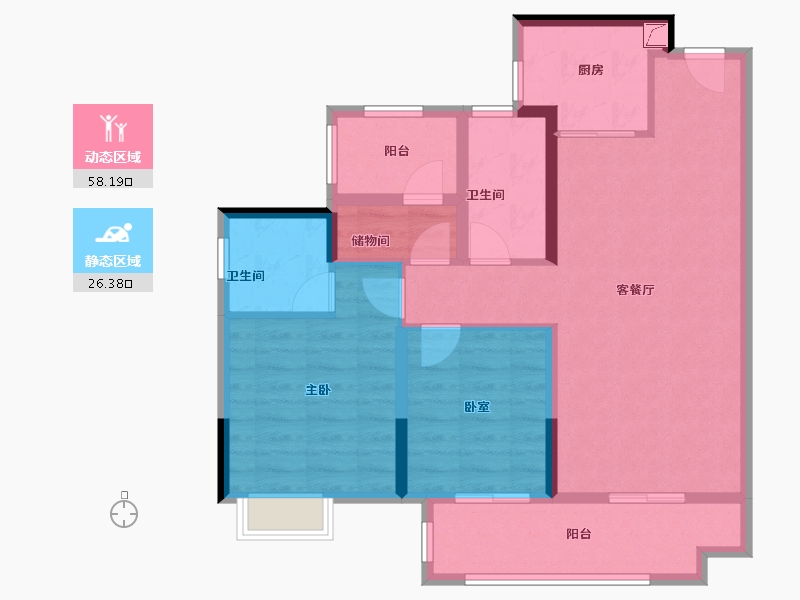 广东省-佛山市-世茂弘阳绿岛湖公馆-75.84-户型库-动静分区