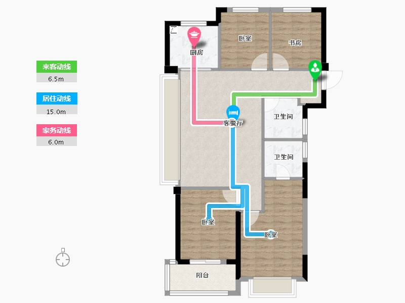 浙江省-杭州市-融信滨望雅庭-93.60-户型库-动静线