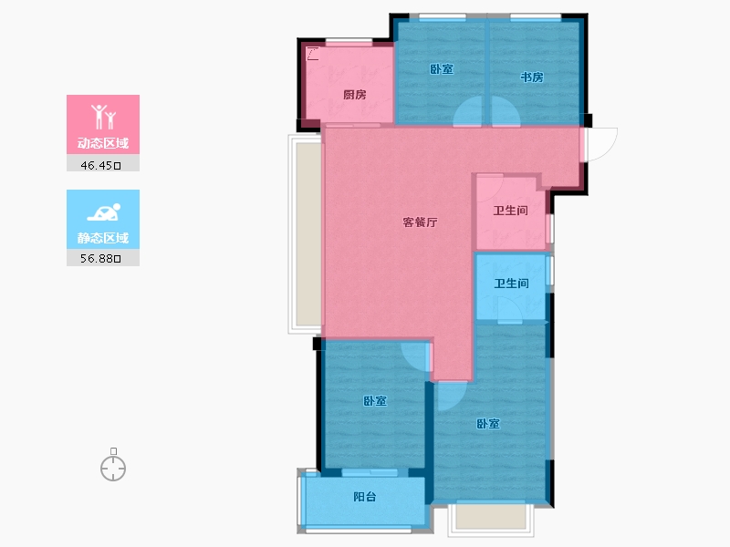 浙江省-杭州市-融信滨望雅庭-93.60-户型库-动静分区