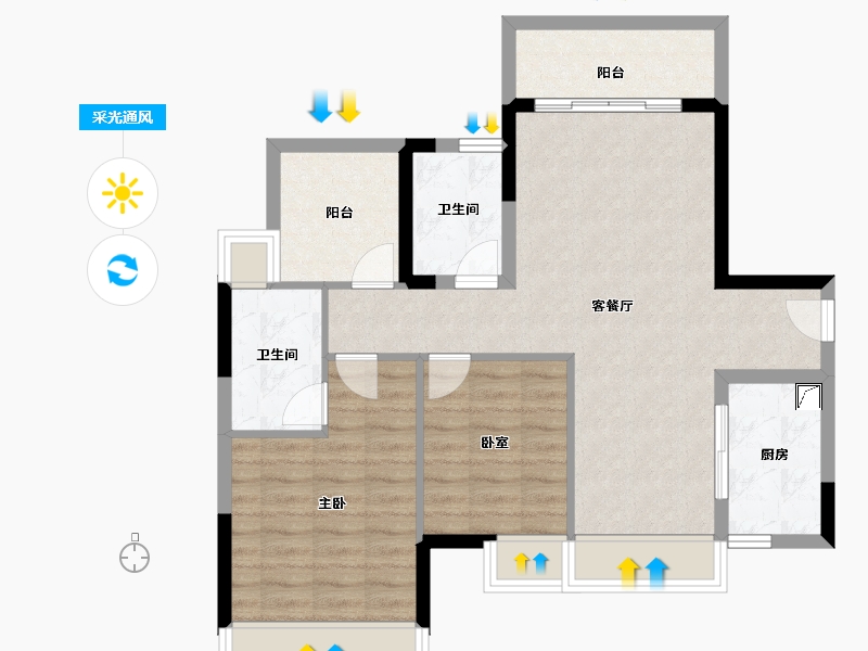 广东省-佛山市-保利紫山-80.59-户型库-采光通风