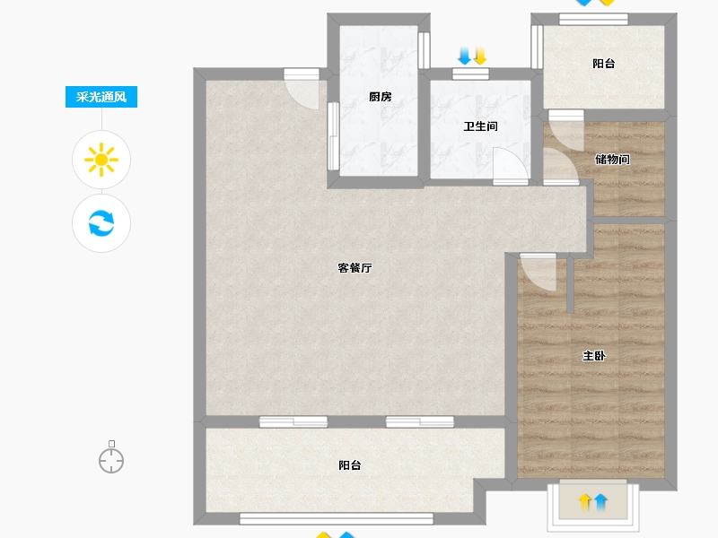 安徽省-合肥市-翡翠天际-80.00-户型库-采光通风