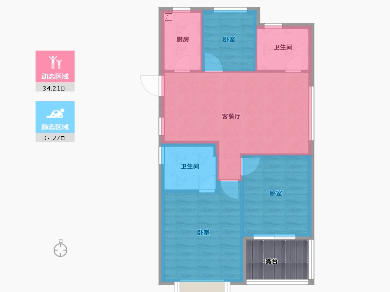 浙江省-杭州市-滨江大江之星-69.72-户型库-动静分区