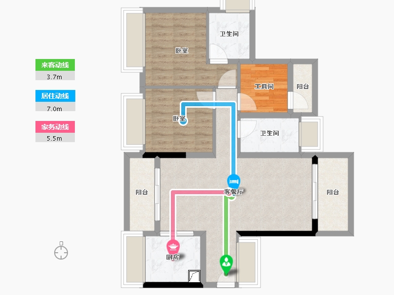 广东省-佛山市-保利碧桂园和府-76.87-户型库-动静线