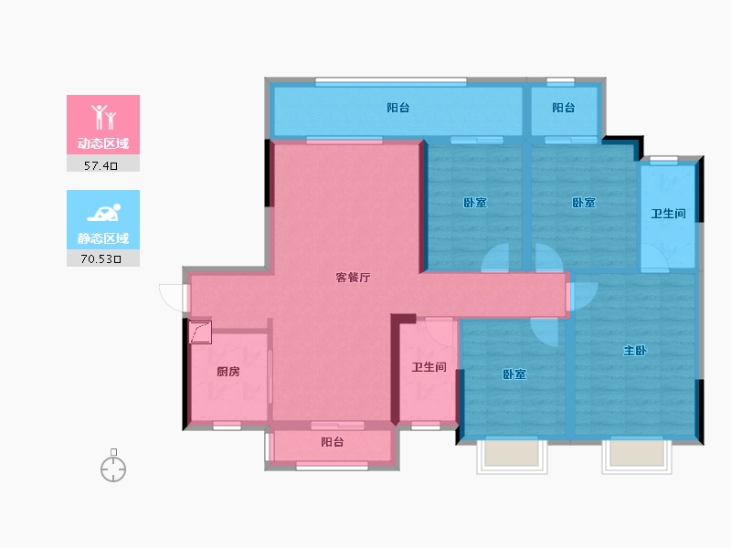 广东省-佛山市-金地海逸悦江-114.32-户型库-动静分区