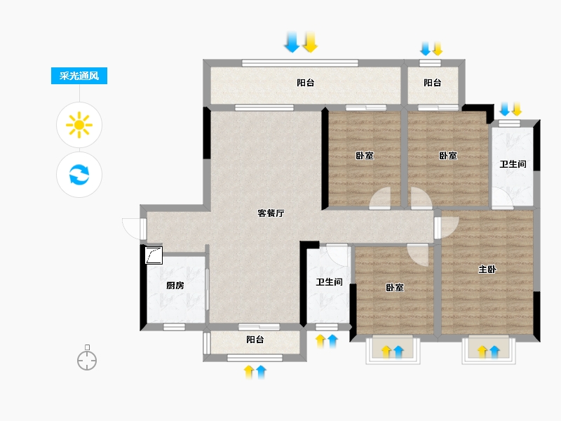 广东省-佛山市-金地海逸悦江-114.32-户型库-采光通风