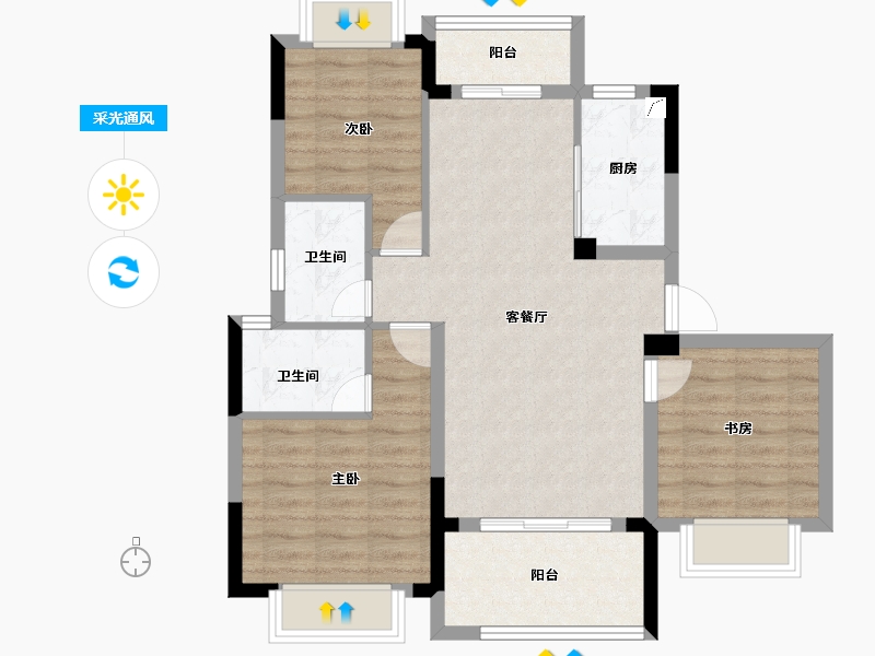 江西省-南昌市-锦天·天悦华府-79.20-户型库-采光通风