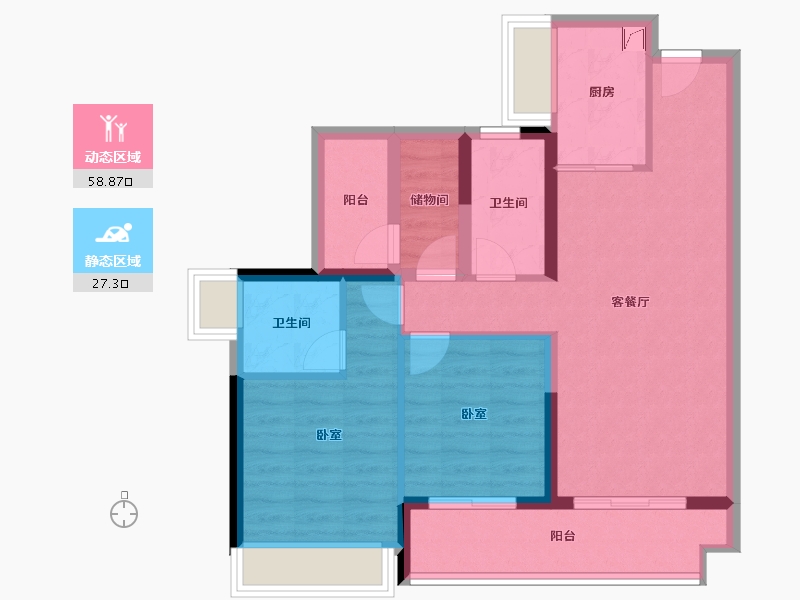 广东省-佛山市-保利碧桂园和府-76.17-户型库-动静分区