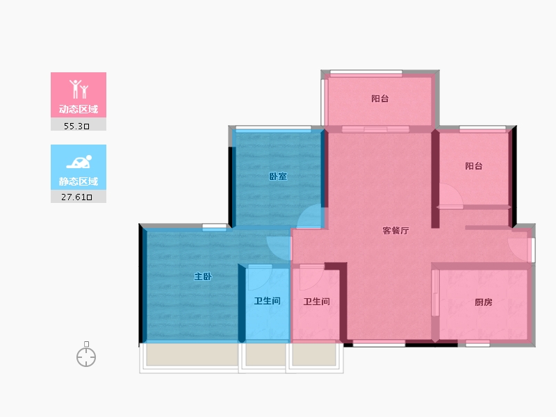 河南省-鹤壁市-碧桂园·天麓湖-73.03-户型库-动静分区