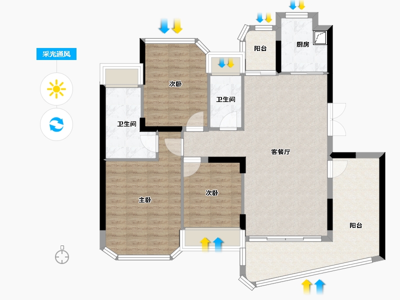 广东省-珠海市-天恒·湾景-100.61-户型库-采光通风