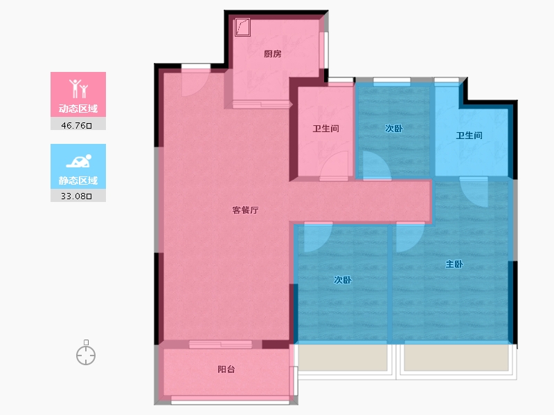 浙江省-杭州市-花样年对越天-71.00-户型库-动静分区