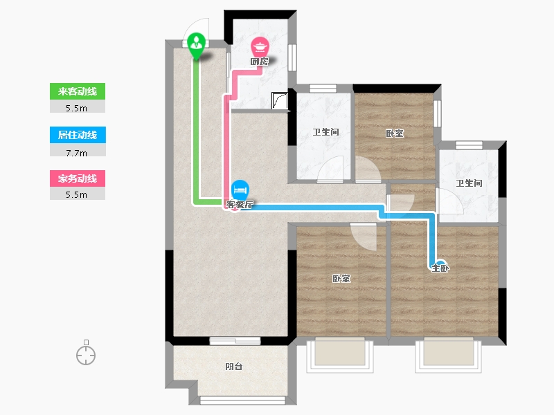 广东省-佛山市-金地海逸悦江-76.00-户型库-动静线