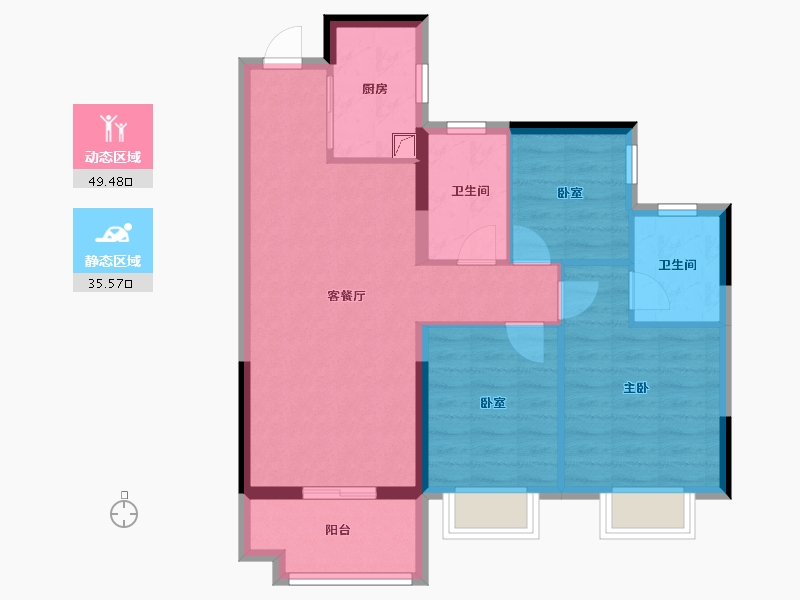 广东省-佛山市-金地海逸悦江-76.00-户型库-动静分区