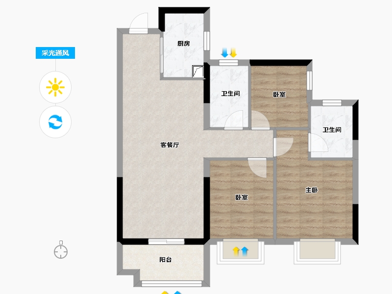 广东省-佛山市-金地海逸悦江-76.00-户型库-采光通风