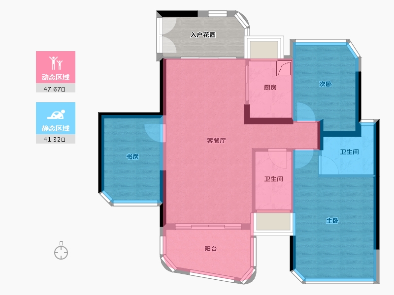 广东省-珠海市-天恒·湾景-86.05-户型库-动静分区