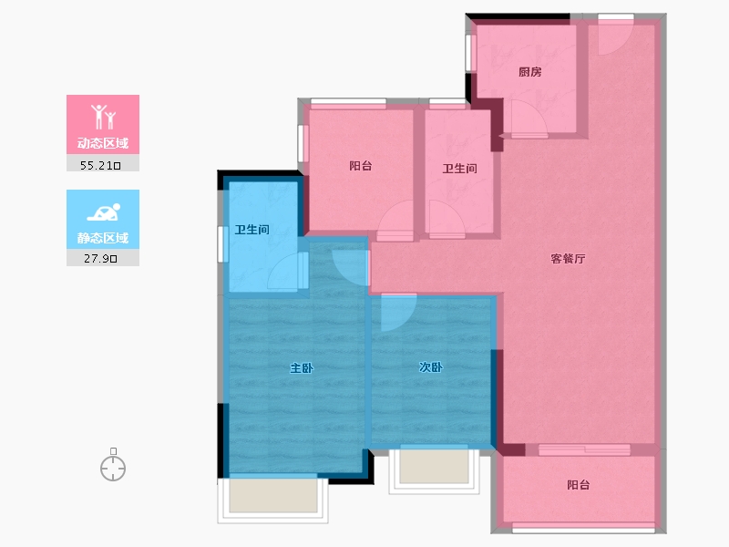 广东省-珠海市-珠海公元九里-73.61-户型库-动静分区