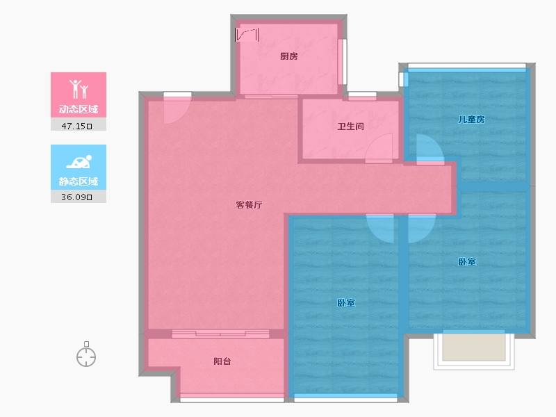 安徽省-合肥市-新力弘阳湖语时光-74.00-户型库-动静分区