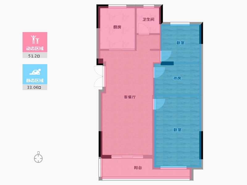 浙江省-杭州市-聆潮府-76.00-户型库-动静分区