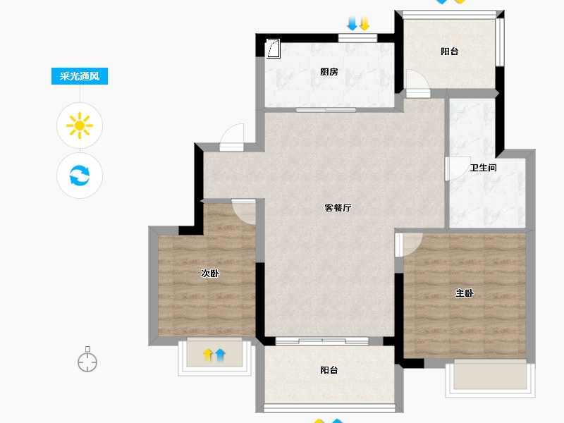 安徽省-合肥市-​江山庐州印-77.00-户型库-采光通风