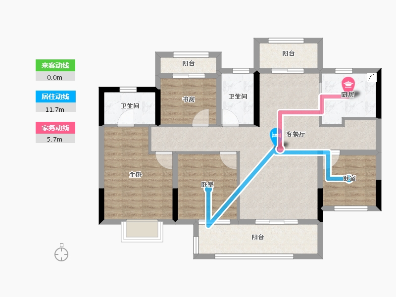 广东省-佛山市-世茂弘阳绿岛湖公馆-96.00-户型库-动静线