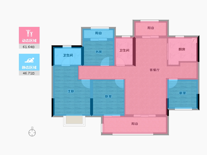 广东省-佛山市-世茂弘阳绿岛湖公馆-96.00-户型库-动静分区