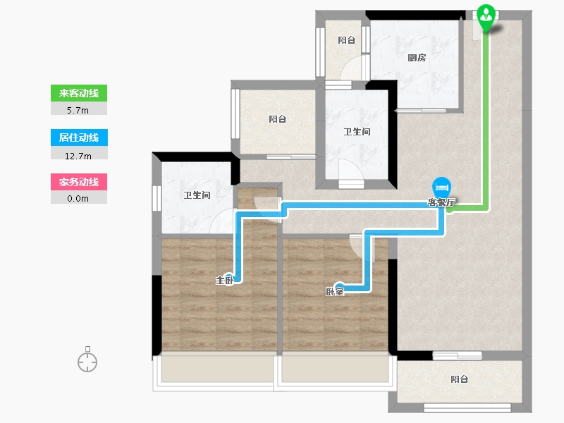 河南省-鹤壁市-碧桂园·天麓湖-75.20-户型库-动静线