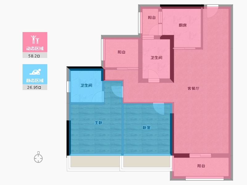 河南省-鹤壁市-碧桂园·天麓湖-75.20-户型库-动静分区