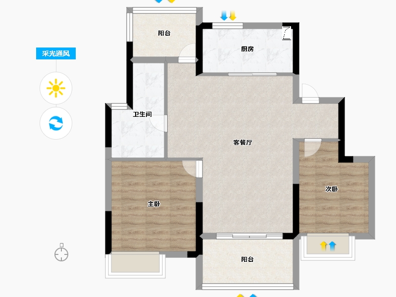 安徽省-合肥市-​江山庐州印-77.00-户型库-采光通风