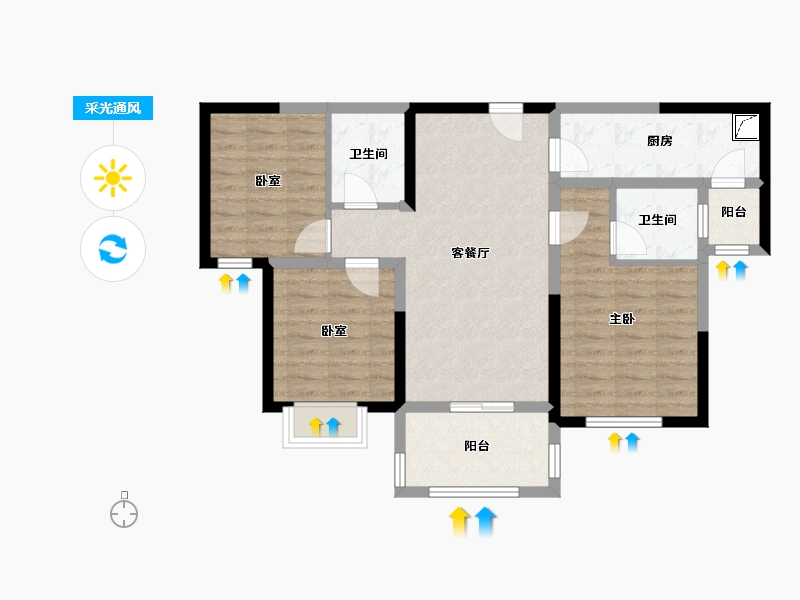 广东省-佛山市-金地海逸悦江-79.09-户型库-采光通风