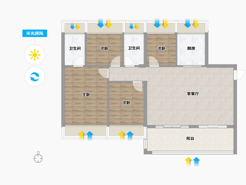 广东省-珠海市-唐家公馆-102.77-户型库-采光通风