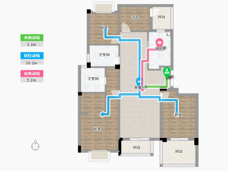 浙江省-杭州市-滨江大江之星-111.73-户型库-动静线