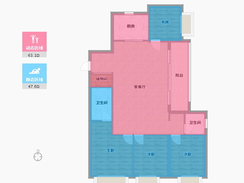 江苏省-南京市-华侨城-105.00-户型库-动静分区