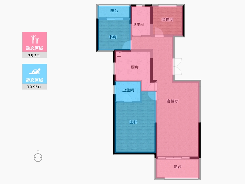 安徽省-合肥市-半岛公馆-105.74-户型库-动静分区