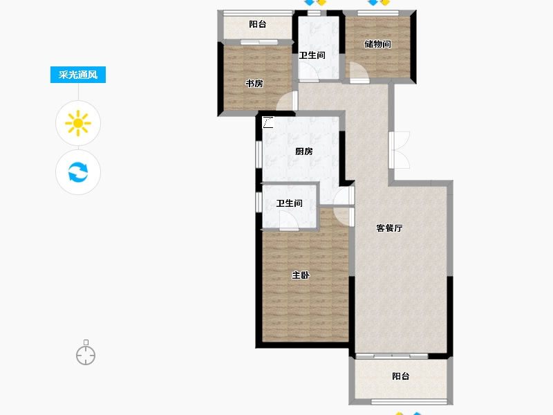 安徽省-合肥市-半岛公馆-105.74-户型库-采光通风