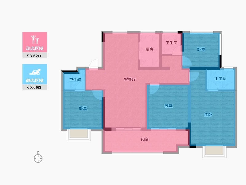 安徽省-合肥市-华盛和睦府-106.13-户型库-动静分区