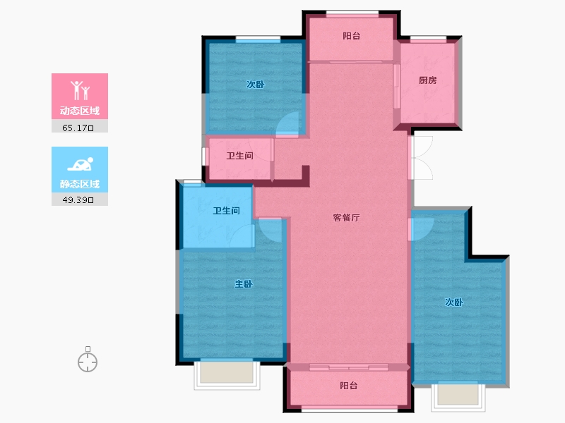 甘肃省-兰州市-城乡居壹号苑-102.64-户型库-动静分区