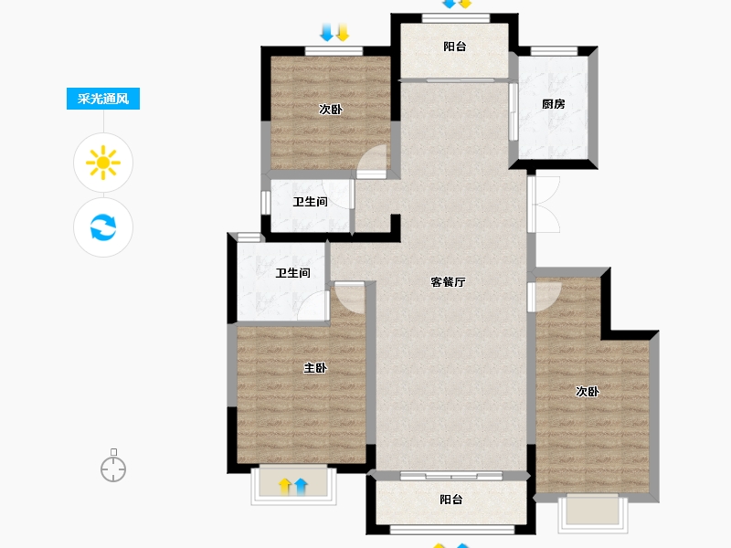 甘肃省-兰州市-城乡居壹号苑-102.64-户型库-采光通风